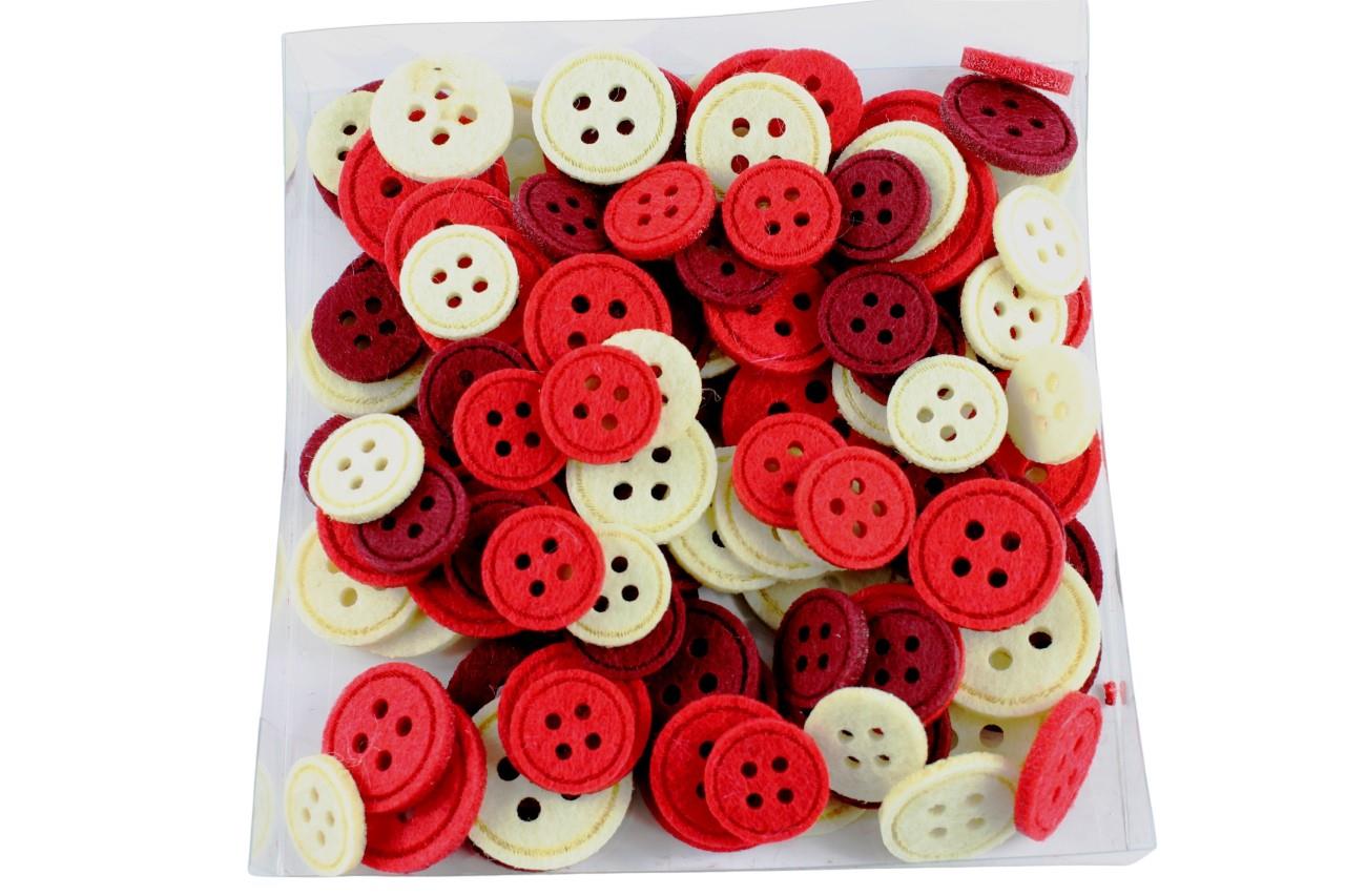 Streuer Filzknöpfe 2+3 cm sort. rot-weiss-burgund Streuer Filzknöpfe 2+3 cm sort. rot-weiss-burgund