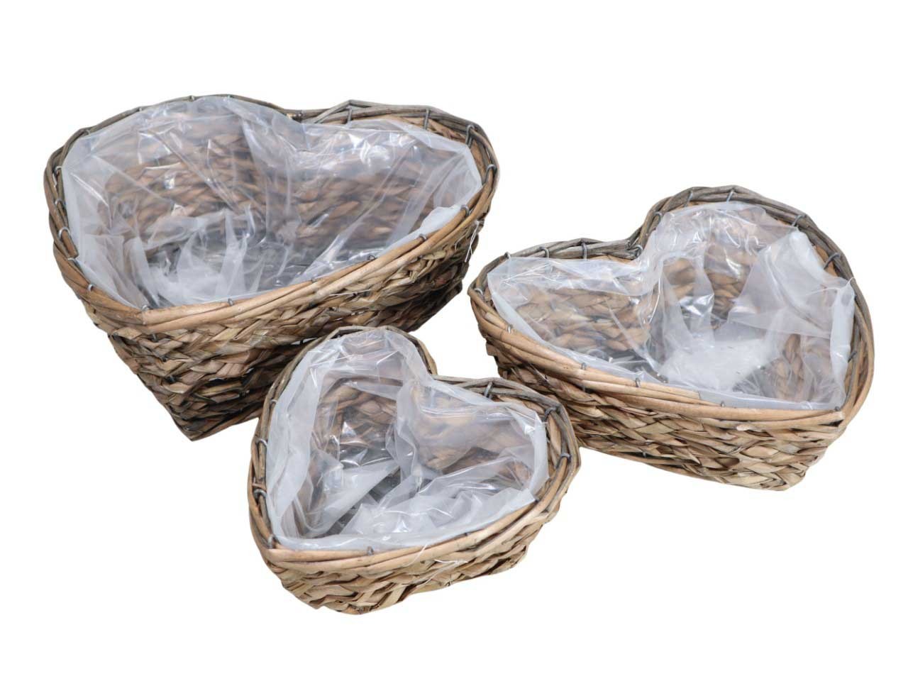 Pflanzherz Strohseil Set/3 31x15, 26x12, 21x10cm greywashed