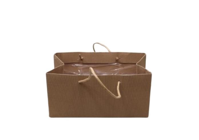 Tasche Wellpappe Ribbel natur L24x12x12cm Tasche Wellpappe Ribbel natur L24x12x12cm