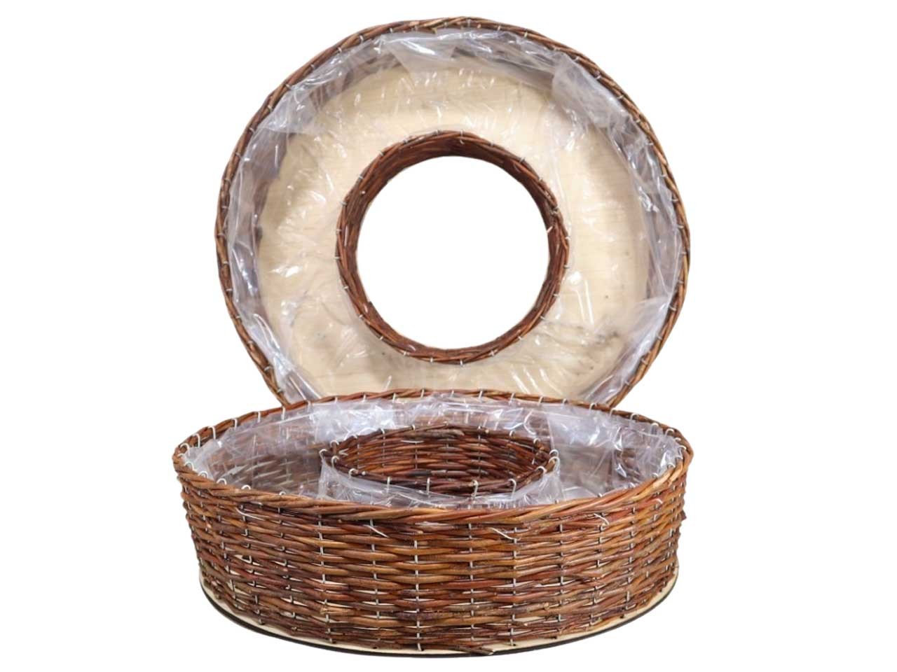 Pflanzring Weide m. Holzboden Set/2 natur D70/60cm