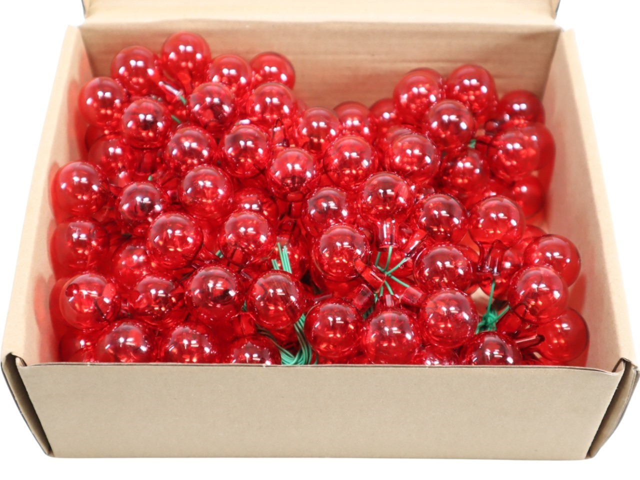 Glaskugel 25 mm a.Draht  144 Stck. rot transparent