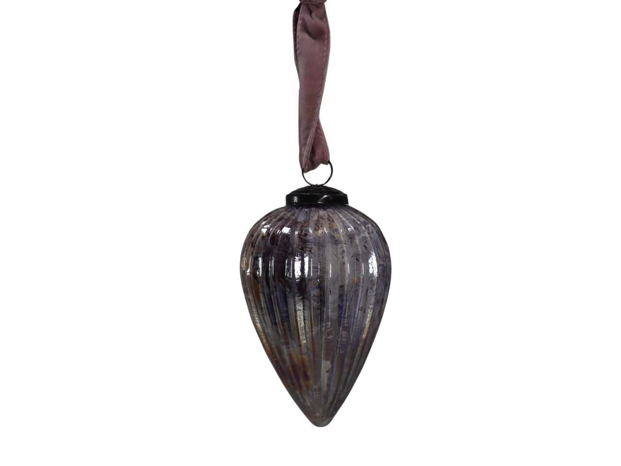 Zapfen zum Hängen Glas altsilber-irisierend L13x9cm