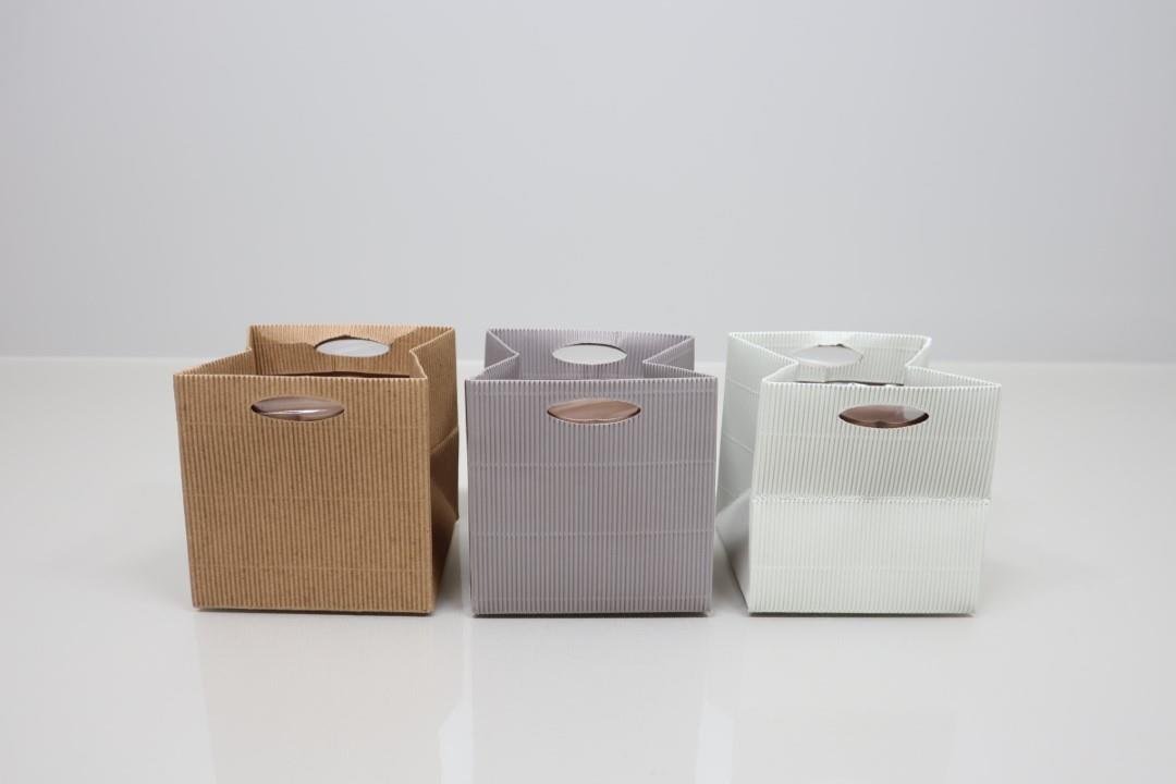 Tasche m. Folie Wellpappe natur-mix 10,5x10,5cm