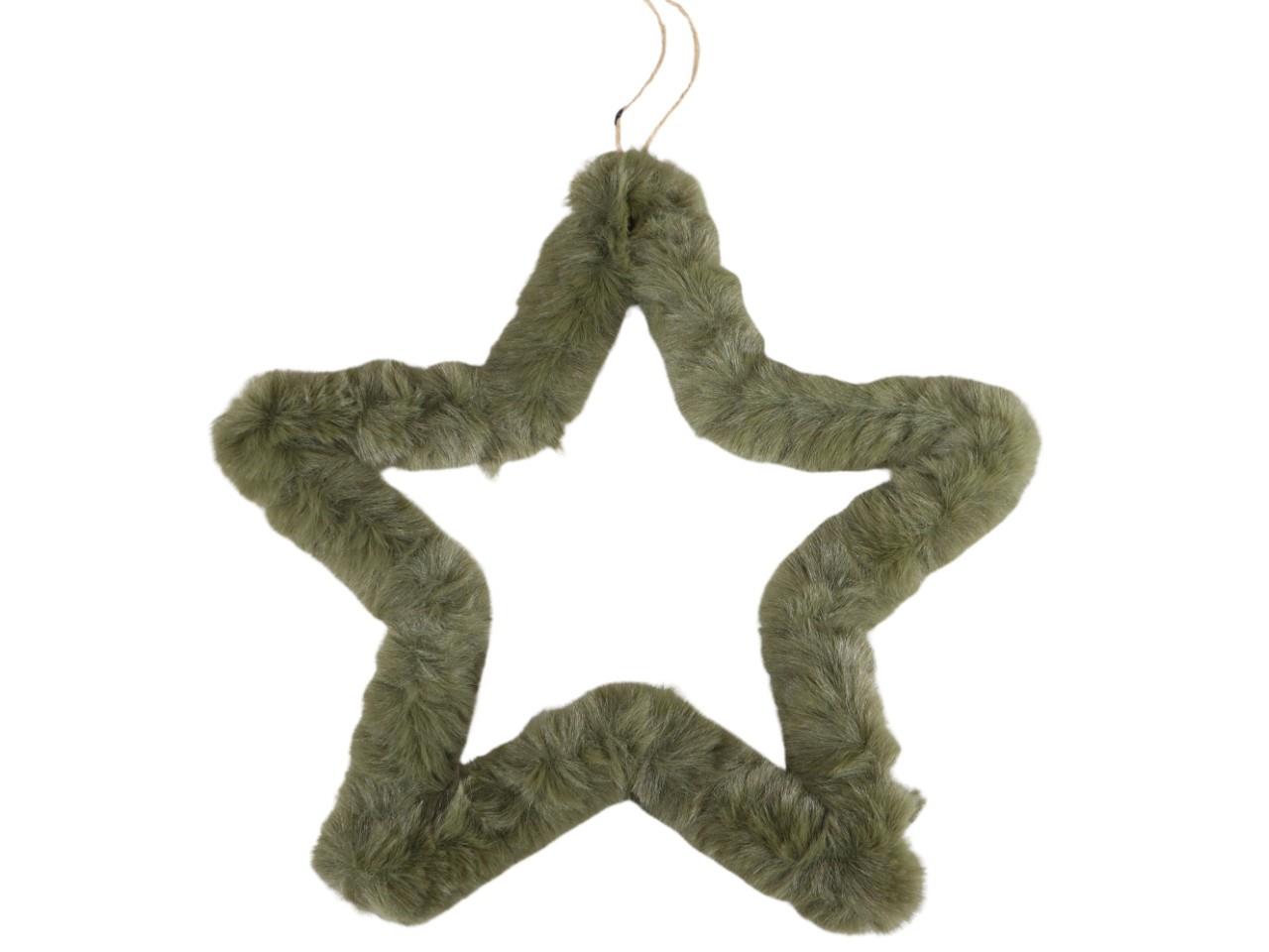 Stern an Jutehänger Plüschfell grün D30cm