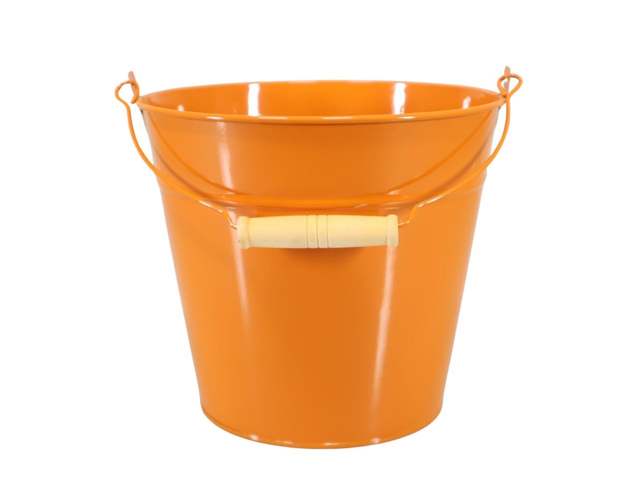 Übertopf mit Henkel Metall kürbisorange D21cm