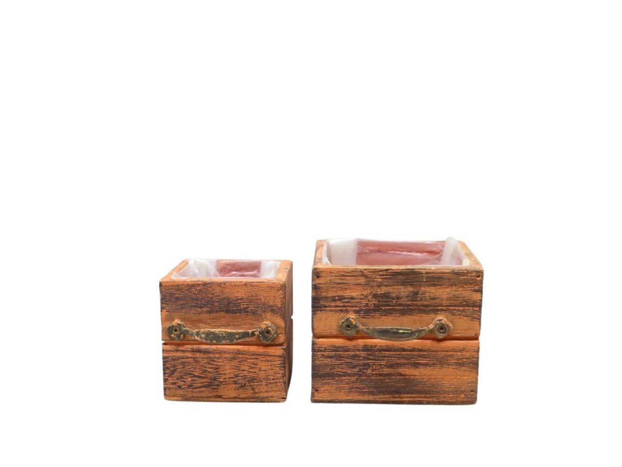Pflanzkasten Schublade Set/2 Holz orange D12+9cm Pflanzkasten Schublade Set/2 Holz orange D12+9cm