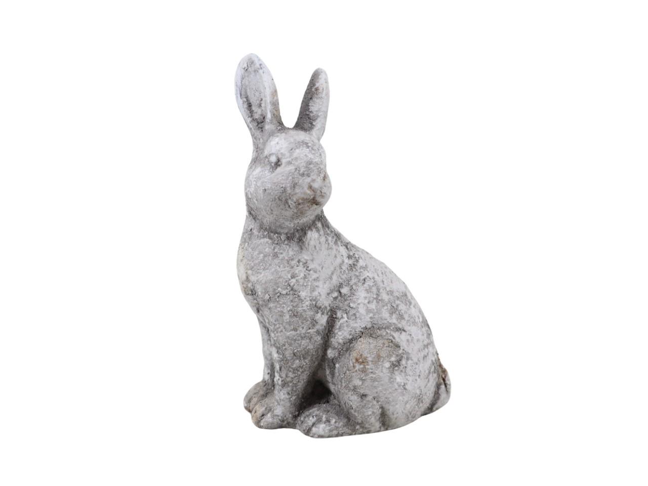 Hase sitzend Zement antik grau H22,5cm