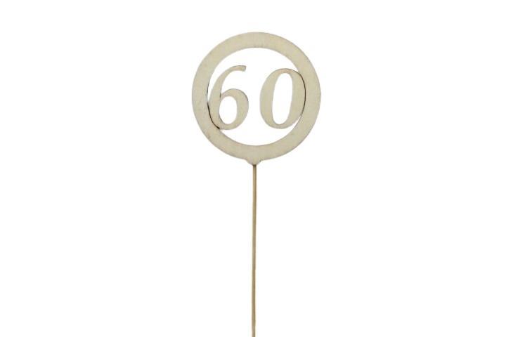 Stecker Jubiläum 60 Holz natur D7cm H27cm