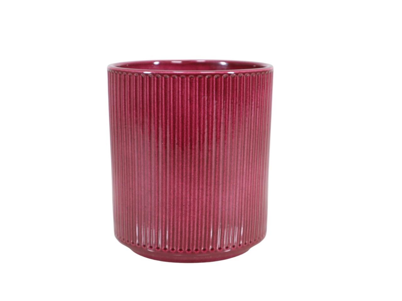 Keramikübertopf für Orchideen Stripes bordeaux-lasur D13cm