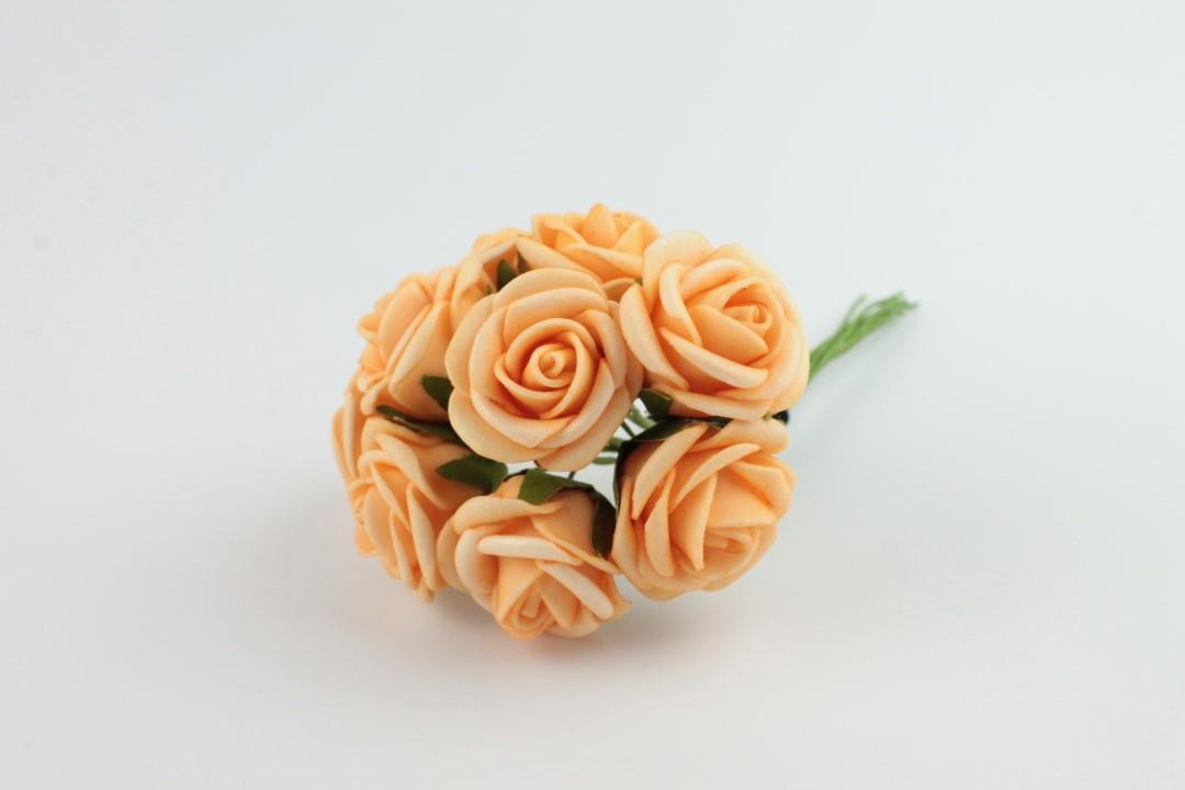 Foam Rose mit 9Blüten gebündelt apricot 2cm