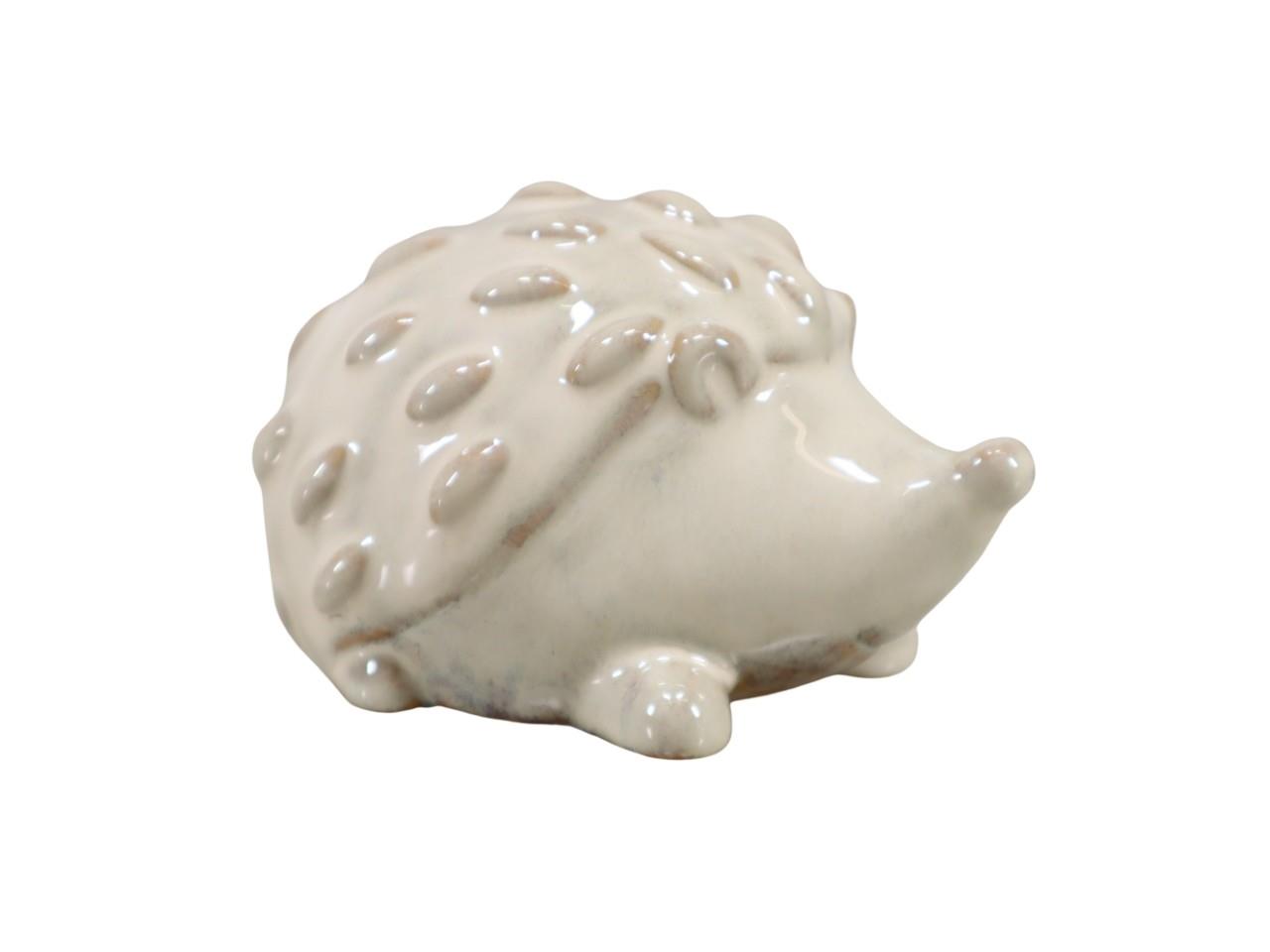 Igel Keramik creme-glasiert D12,5x8cm