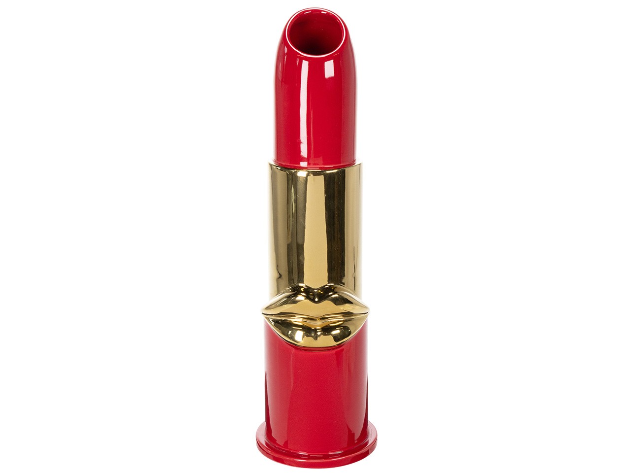 Vase Lippenstift Keramik rot/gold H37,8 cm