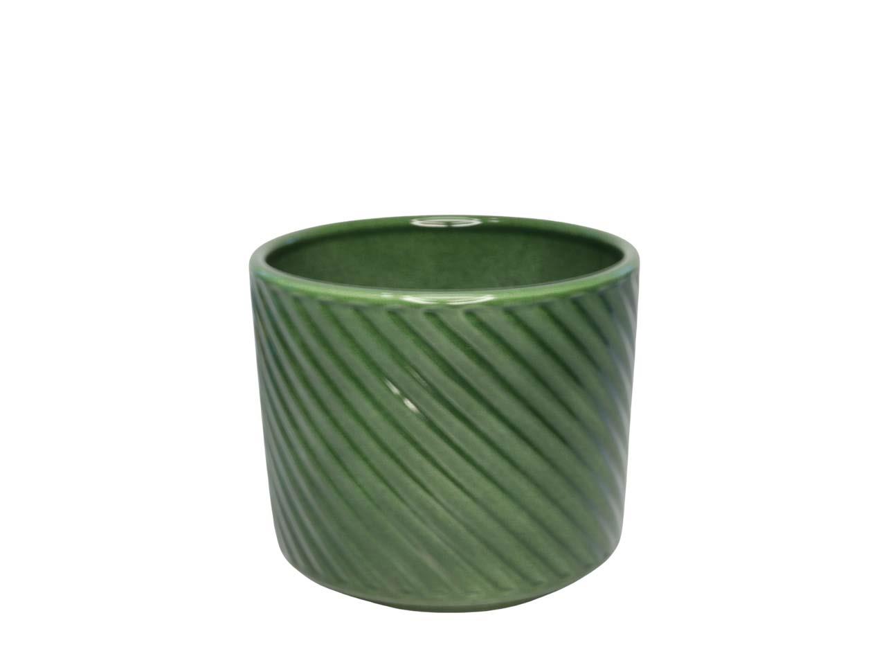 Keramikübertopf Spirelli laubgrün-lasur D12cm