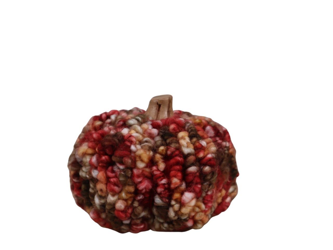 Kürbis "Wolle" mit Holzstiel multicolor D12cm