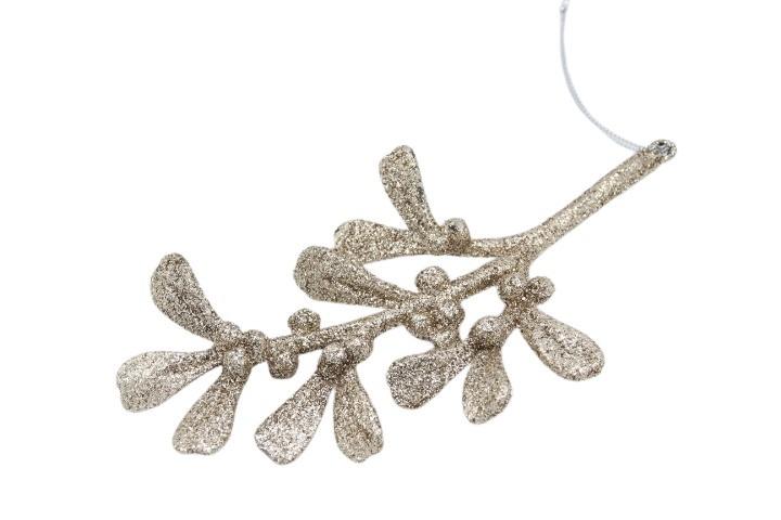 Hänger Mistelzweig Kunststoff champagner-glitzer  L17cm