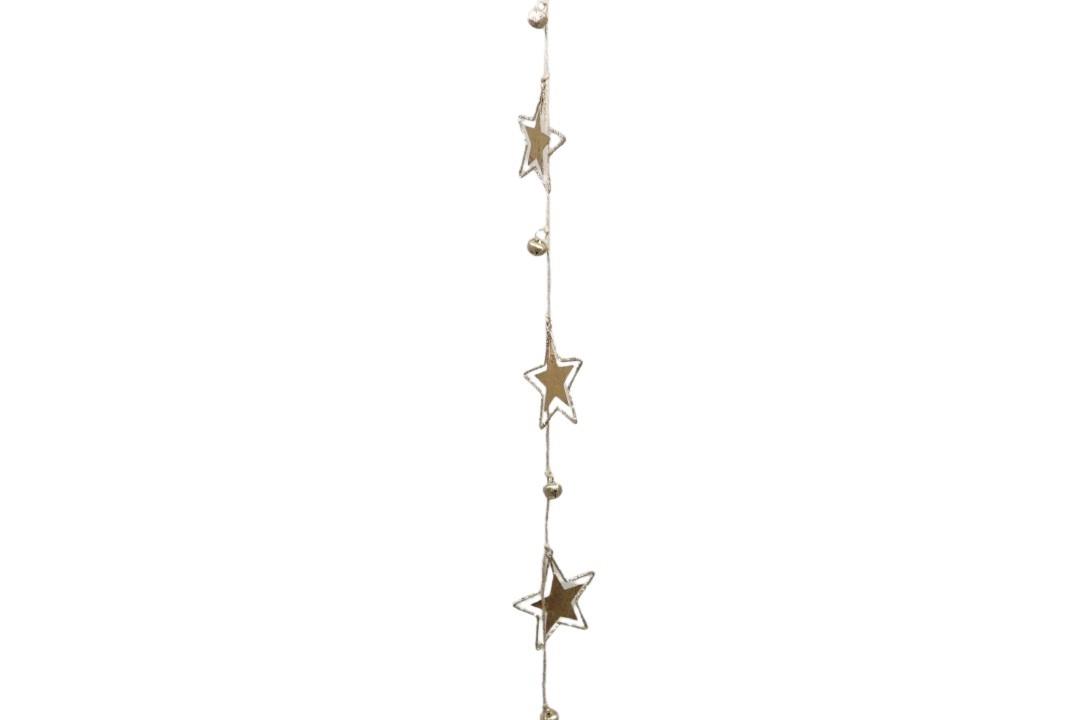Girlande m. 5 Sternen D7,5cm  Metall gold L100cm