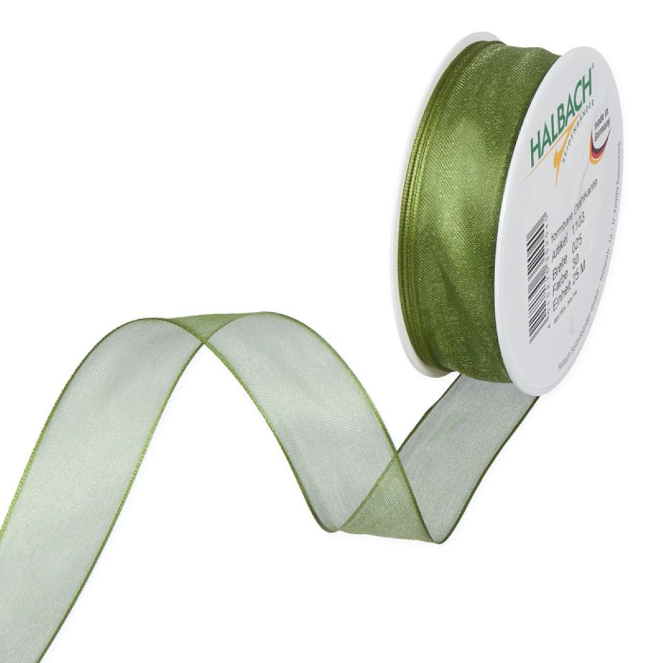 Organza m.Draht 25mm moosgrün30 Organza m.Draht 25mm moosgrün30