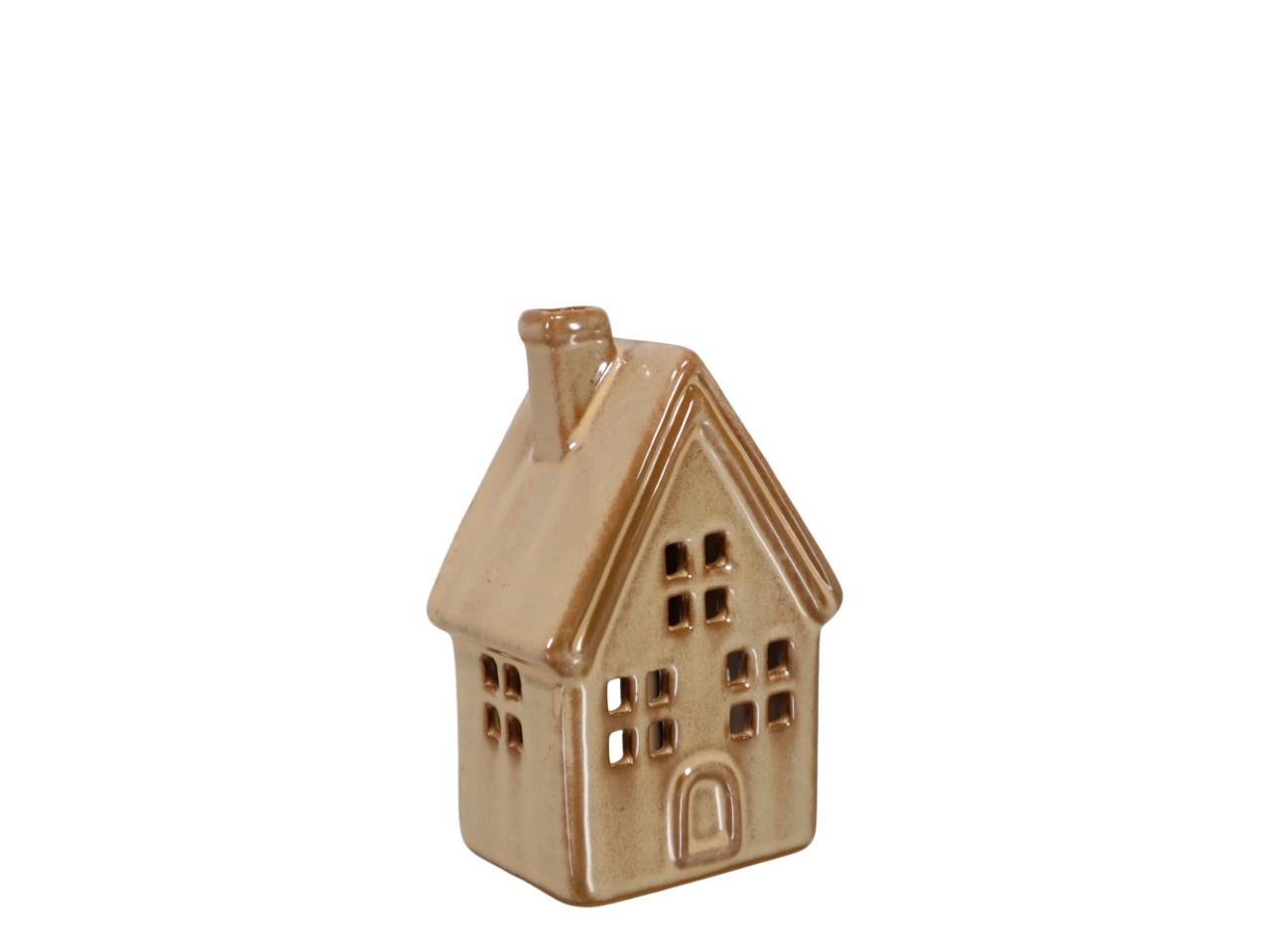 Haus Keramik beige H12,5cm