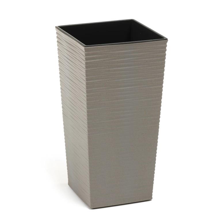 Eco Vase Plastik H47/D25cm eckig taupe m.Einsatz 831-27