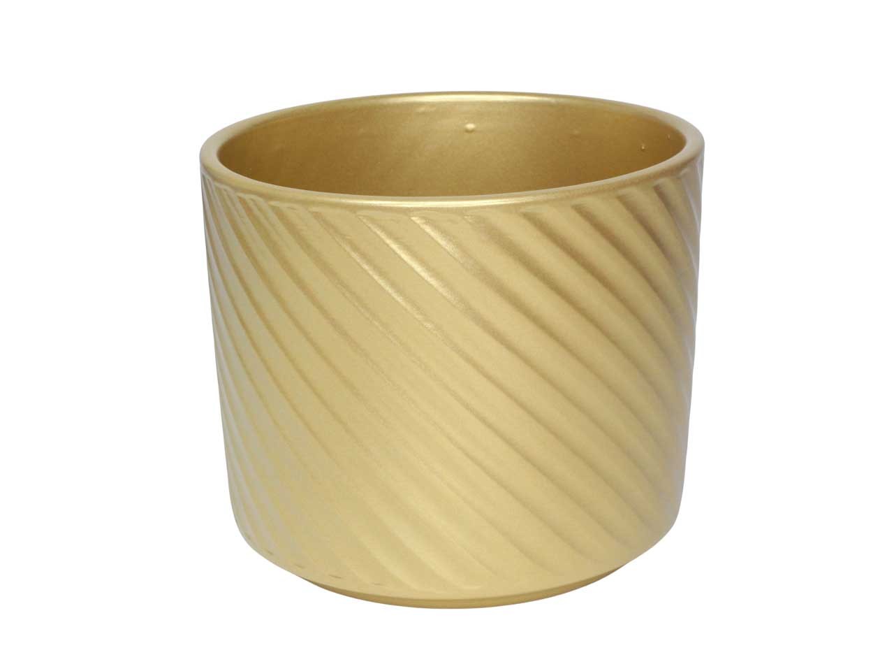 Keramikübertopf Spirelli perlgold D16cm