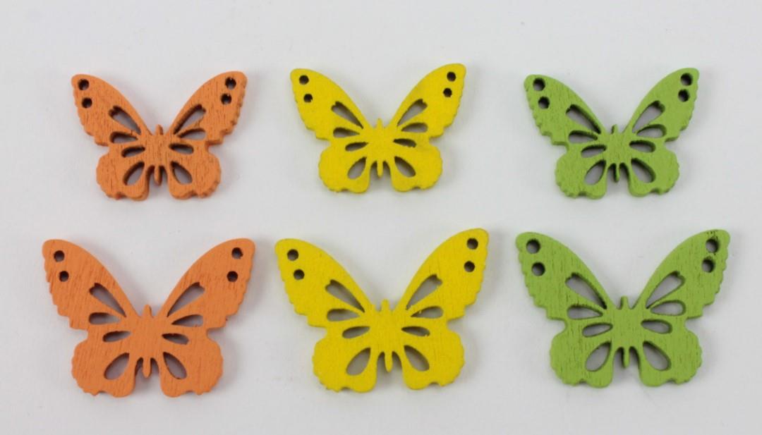 Streuer Schmetterlinge Papillon Holz gelb-orange-grün 4 cm