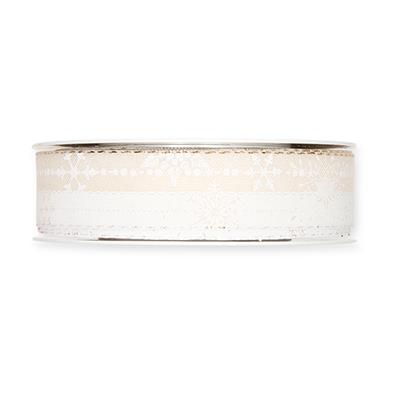 Druckband Schneesterne/Streifen 25 mm 18 Meter cream/white70 Druckband Schneesterne/Streifen 25 mm 18 Meter cream/white70
