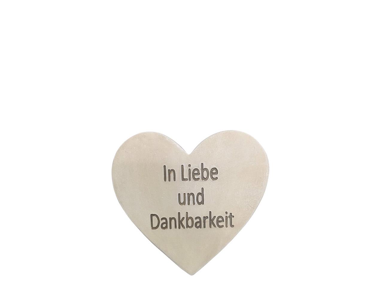 Herz -In Liebe und Dankbarkeit- creme Polyresin D12cm