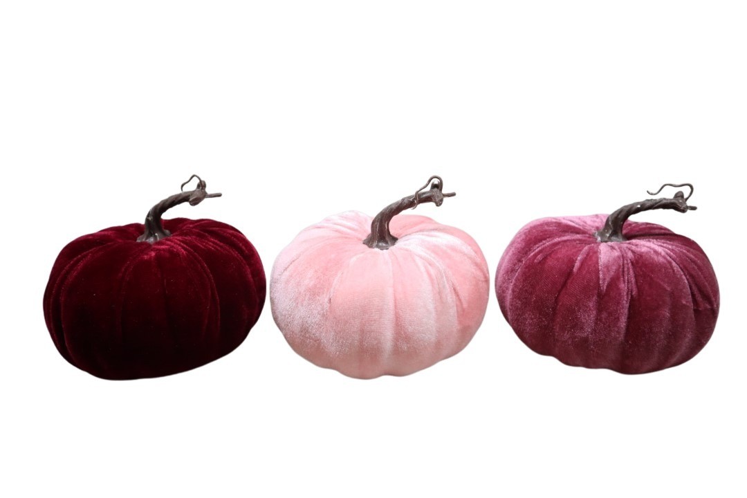 Kürbisse Samt pink/weinrot/rosa 20cm