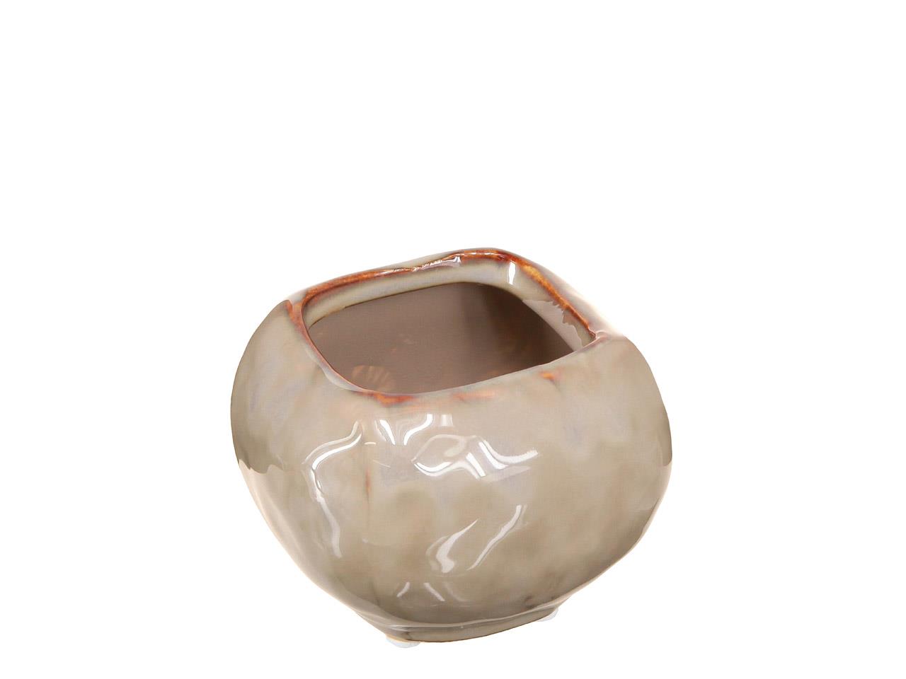 Übertopf Soft Edge viereckig Keramik natur D 16 cm