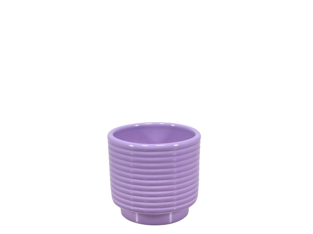 Cylindroübertopf m. Fuß Rings Keramik lavendel-lasur D8cm