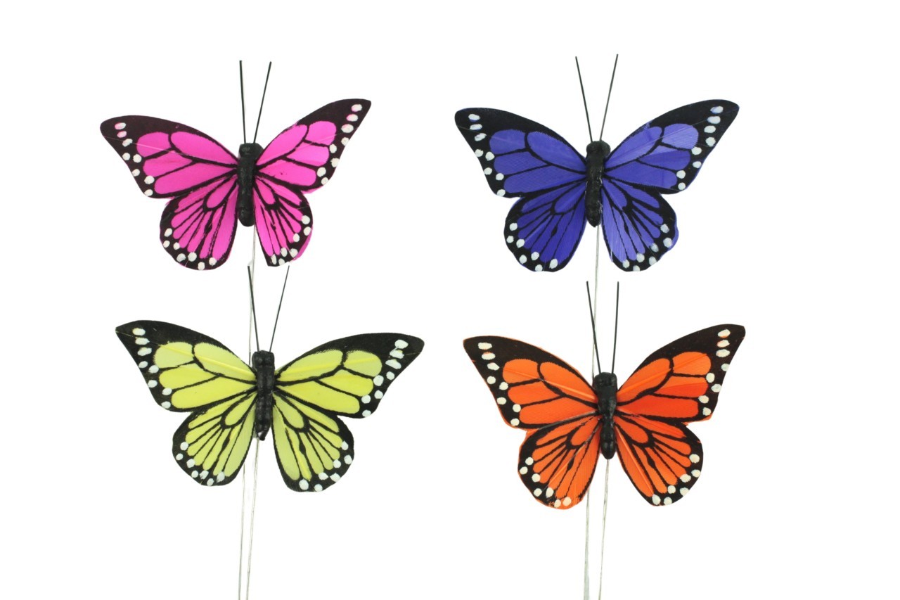 Stecker Schmetterling sort. 7 cm bunt