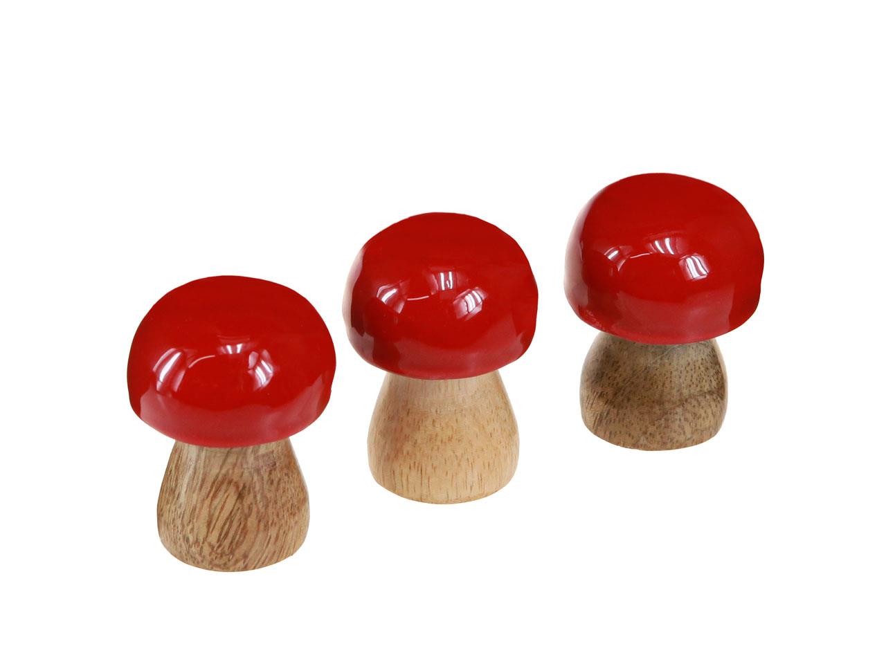 Pilz stehend Mangoholz rot/natur D4xH5cm
