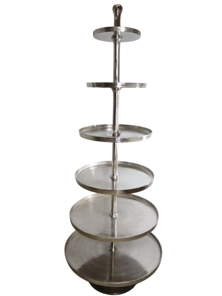 Etagere 6-stöckig Aluminium silber D78xH203cm