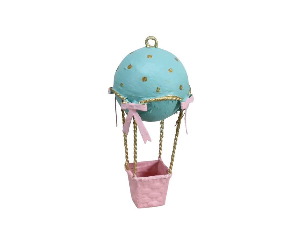 Hänger Heißluftballon Metall rosa-mint H19,5xD8,5cm