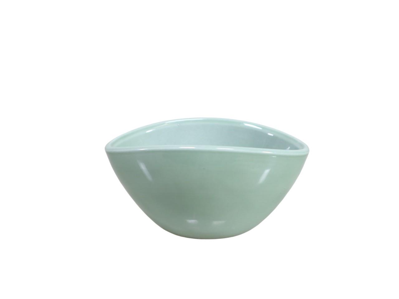 Keramiksteckschale oval salbeigrün-lasur L15cm