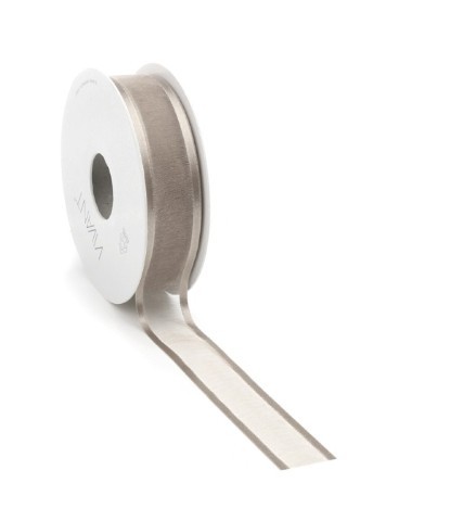 Band Prego Organza/Satinrand 22 mm 25 Meter taupe Farbe 07