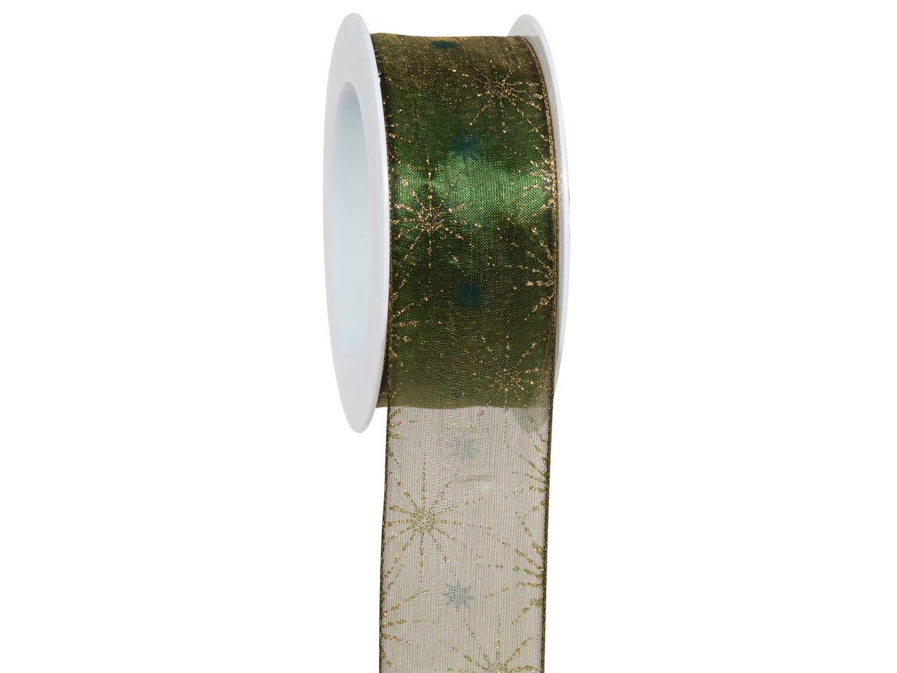 Band Ice Crystal 40 mm 15 Meter dkl.grün/gold 59/15