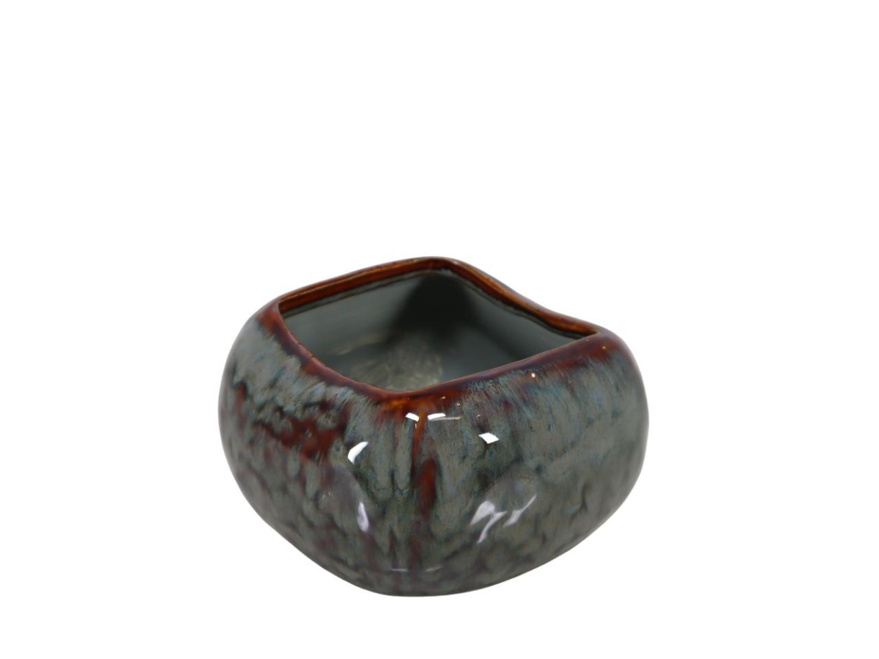 Übertopf Soft Edge viereckig Keramik schlammgrün D 16 cm Übertopf Soft Edge viereckig Keramik schlammgrün D 16 cm