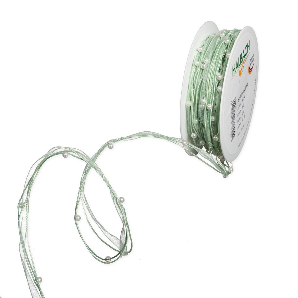 Organza Perlen Kordel 5 mm 15 Meter mint 128
