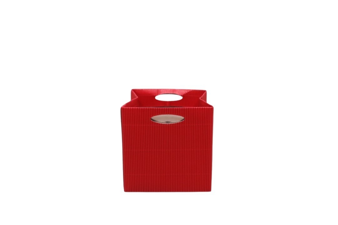 Tasche m. Folie Wellpappe weihnachtsrot D12x12cm