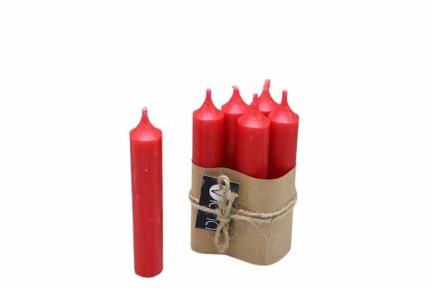 Stabkerze Rustika H120/21mm rot (5Bund a 6Stück)