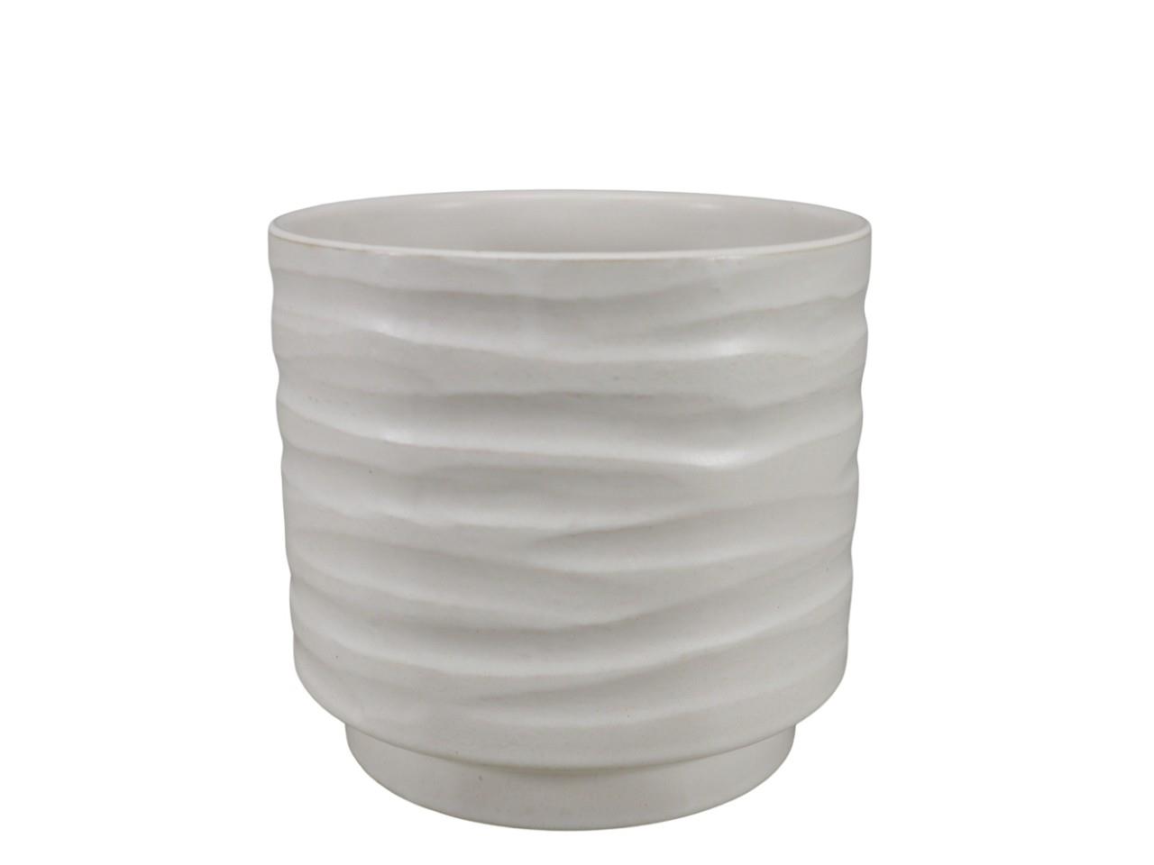 Übertopf Keramik Rille creme D16,5cm