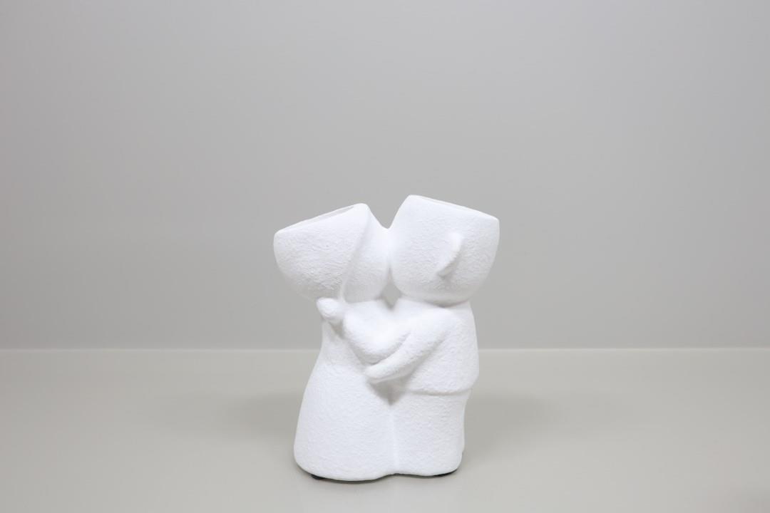 Vase Mann & Frau küssend Keramik weiß 19,5x12x23,5cm