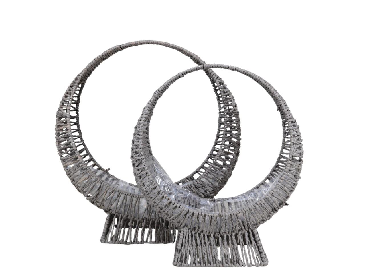 Pflanzring Set/2 Jute grau D50x13 cm D40x12 cm