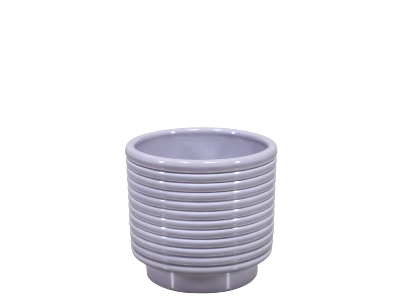 Cylindroübertopf m. Fuß Rings Keramik grau-lasur 10,5cm