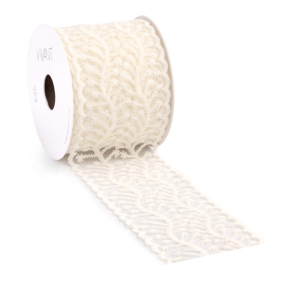 Band Spitze Lacira 75 mm 5 Meter creme 08