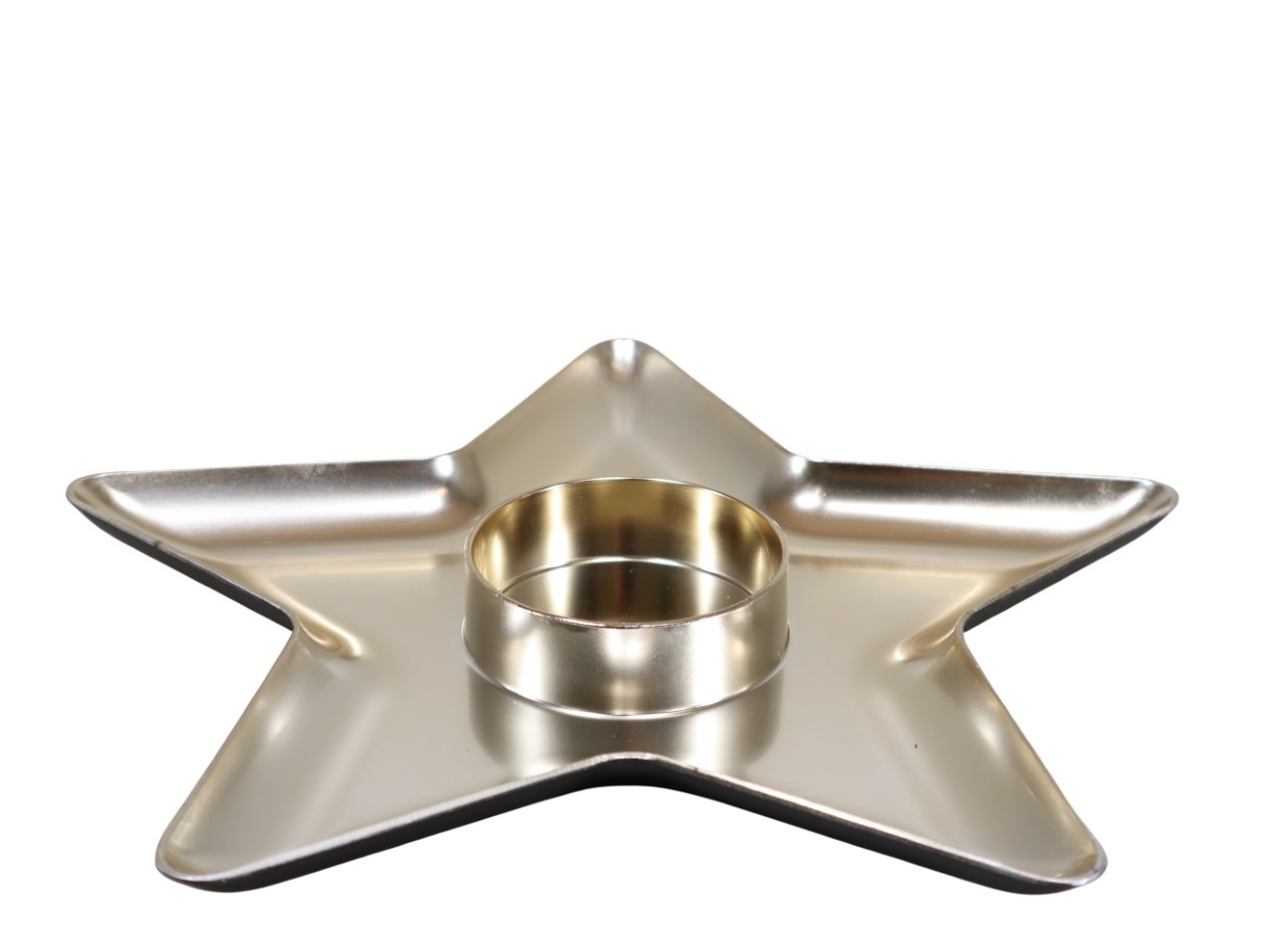 Teller Stern m.Teelichthalter(D8cm) Kunststoff gold 30 cm