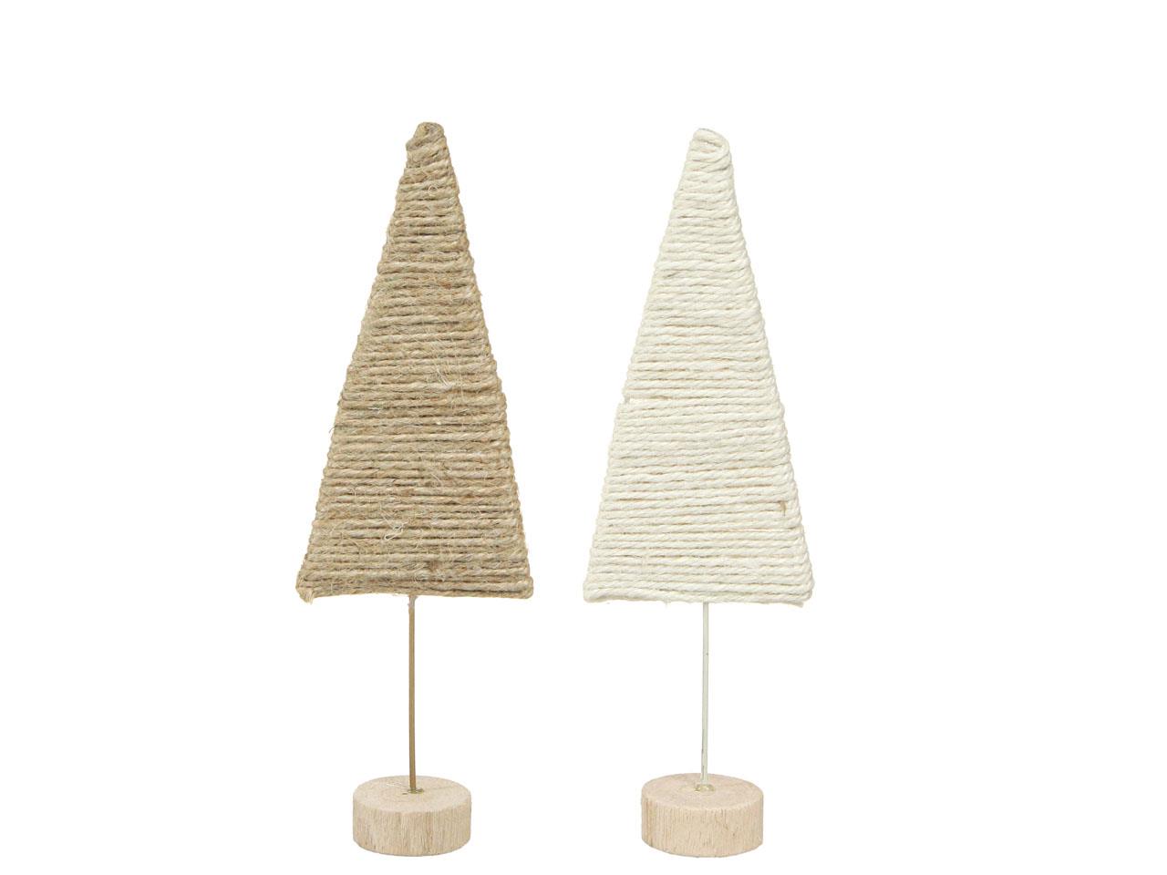 Tannenbaum Jute auf Holz natur&creme H15cm