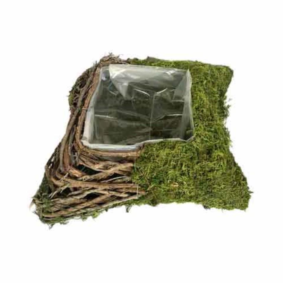 Pflanzkissen Moos/Rattan eckig 25cm Höhe 7cm