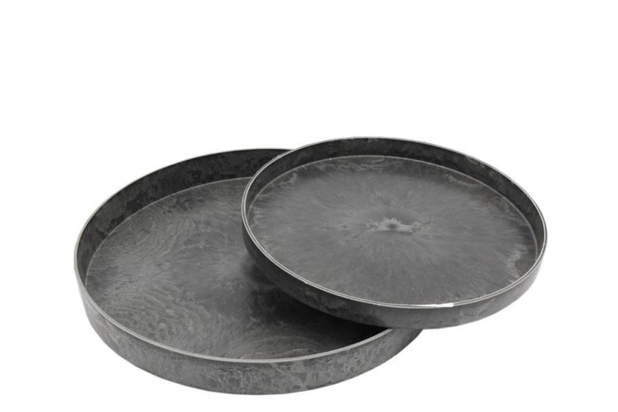 Teller Set/2 KARA anthrazit-natur Plastik D27/22cm